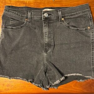 Levi's Black Jean Shorts with Distressed Hem